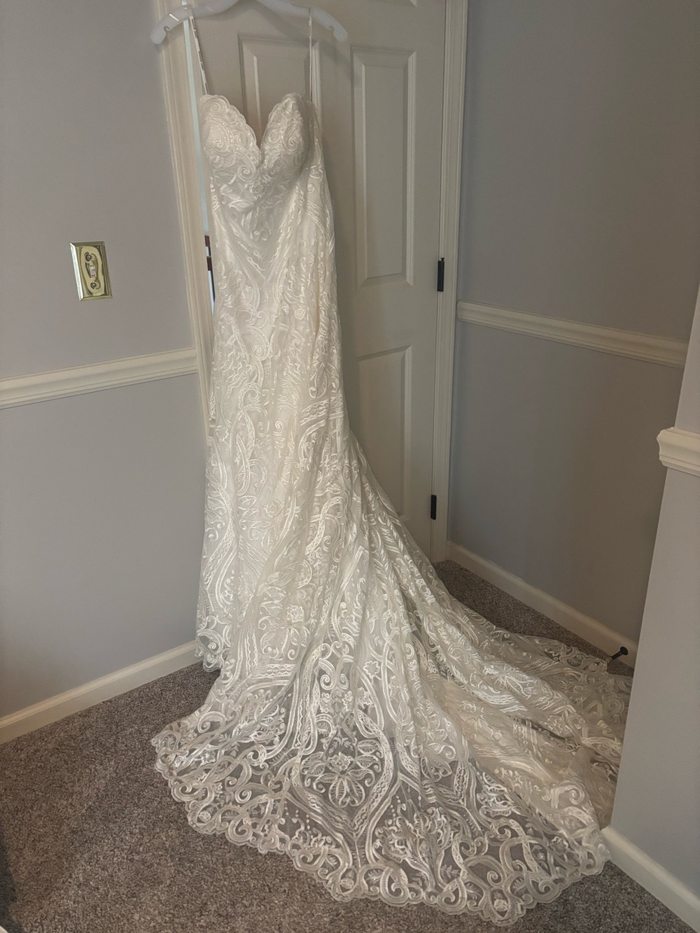Madison James Ivory Lace Bridal Gown - Elegant Strapless Wedding Dress